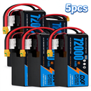 DXF 12S 44.4V 72000mAh 5C Soft Case LiPo Battery with 8AWG Wire for Toy Cars, Boats, UAVs & Drones (1-6 Pack)
