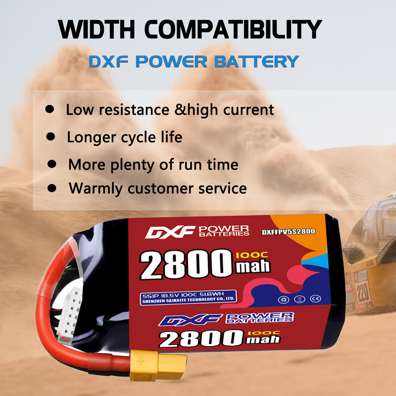 DXF 2800mAh 5S 100C 18.5V Lipo Battery Pack for FPV LiPo Battery