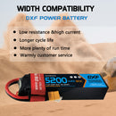 DXF Lipo Battery 2S 7.4V 5200mAh 80C Graphene Softcase with EC5 / T / TRX / XT60 / XT90 / XT150 / Q8s Plug for RC 1/8 1/10 Buggy Truck Car Off-Road Drone