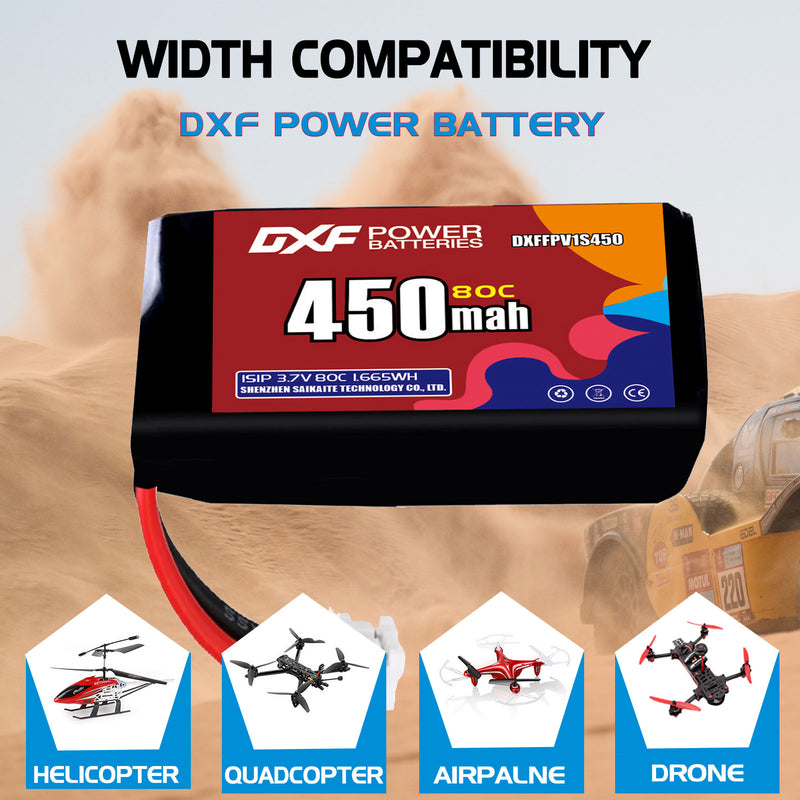 DXF 450mAh 1S 80C 3.7V Lipo Battery Pack for FPV LiPo Battery