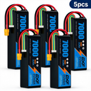 DXF 6S 22.2V 7000mAh 100C Softcase LiPo Battery with XT60 & 10AWG Wire for 1/8 RC Cars (1-6 Pack)