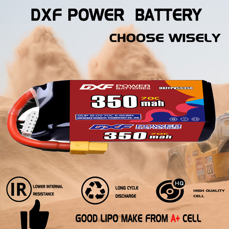 DXF 350mAh 5S 70C 19.0V Lipo Battery Pack for FPV LiPo Battery