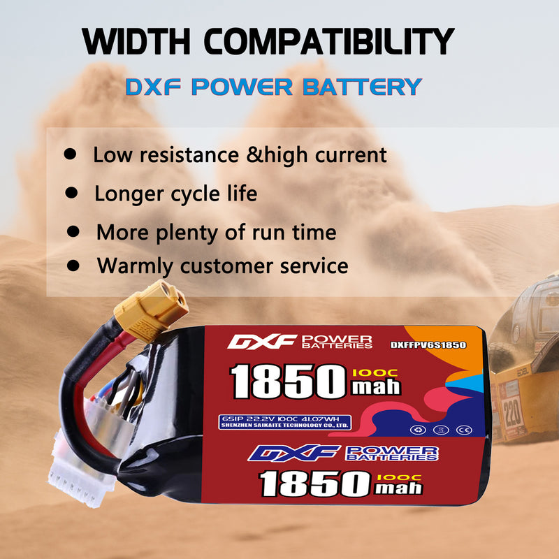 DXF 1850mAh 6S 100C 22.2V Lipo Battery Pack for FPV LiPo Battery