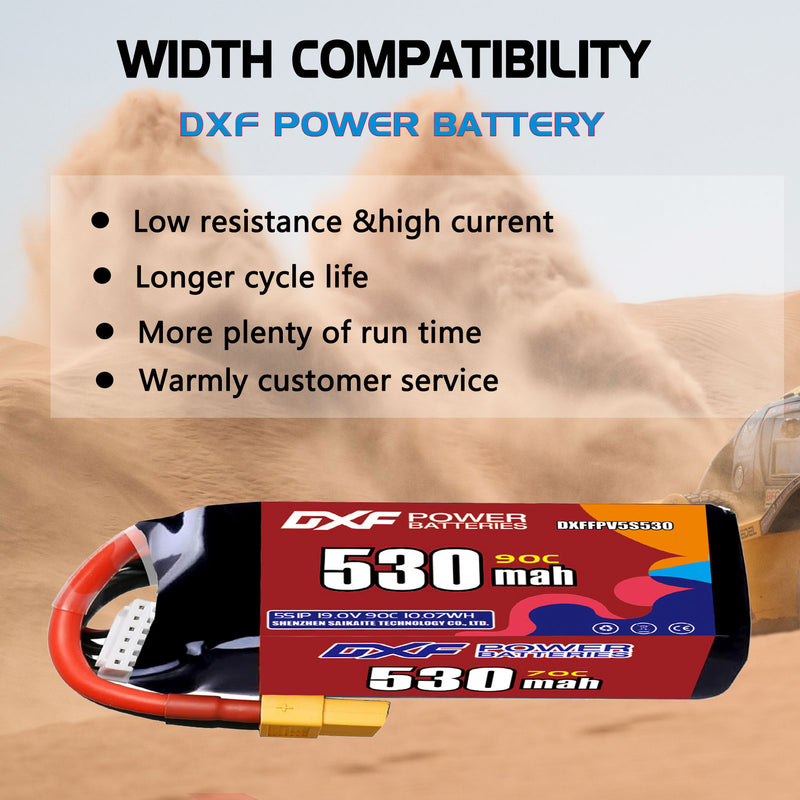DXF 530mAh 5S 90C 19.0V Lipo Battery Pack for FPV LiPo Battery
