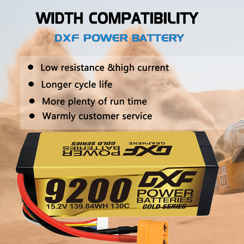 (IT)DXF High Voltage 4S 9200 mAh 15,2 V 130C Batteria Lipo ad Alta Capacità Hardcase con XT90 Spina per 1:8 Scala RC Auto, Multi-Rotore RC Aeroplano, RC Elicottero, RC Barca