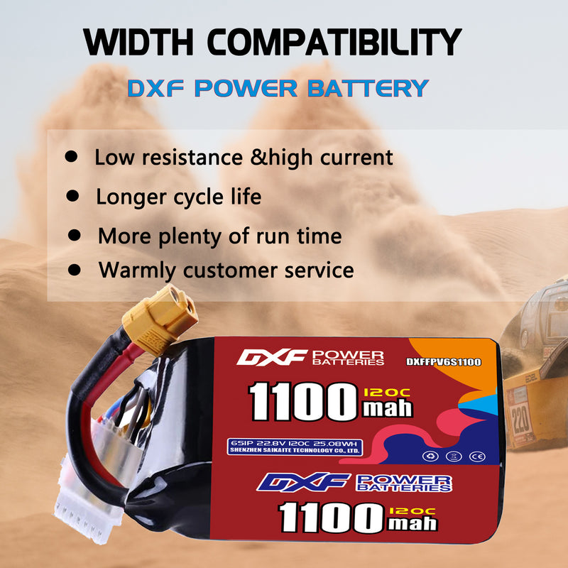 DXF 1100mAh 6S 120C 22.8V Lipo Battery Pack for FPV LiPo Battery