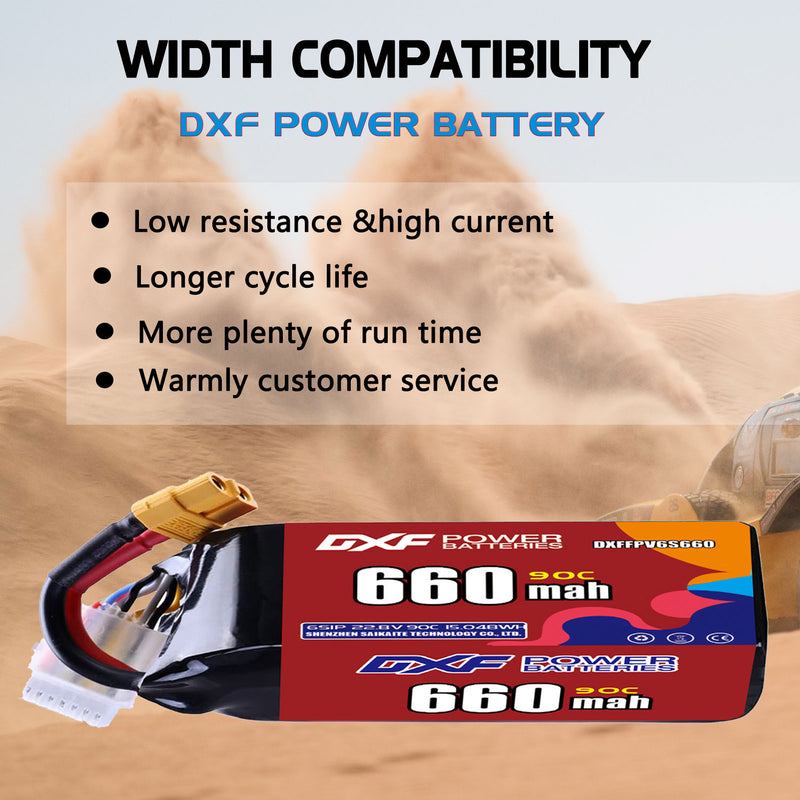 DXF 660mAh 6S 90C 22.8V Lipo Battery Pack for FPV LiPo Battery