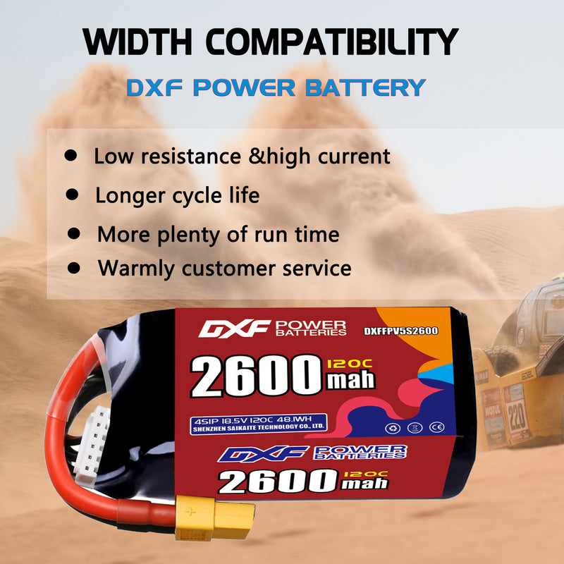 DXF 2600mAh 5S 120C 18.5V Lipo Battery Pack for FPV LiPo Battery
