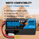 DXF LiPo Battery 6S HV 22.8V 16000mAh 100C Graphene Softcase Blue with EC5 / T / TRX / XT60 / XT90 / XT150 / Q8s Plug for RC 1/8 1/10 Buggy Truck Car Off-Road Drone
