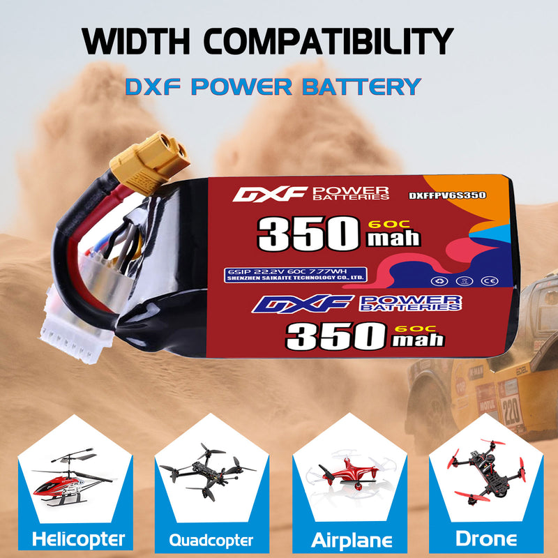 DXF 350mAh 6S 60C 22.2V Lipo Battery Pack for FPV LiPo Battery