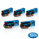 DXF BLUE Series 3S 11.1V 7200mAh 80C Hardcase LiPo Battery with Deans/T-Plug & 10AWG Wire (1-6 Pack)
