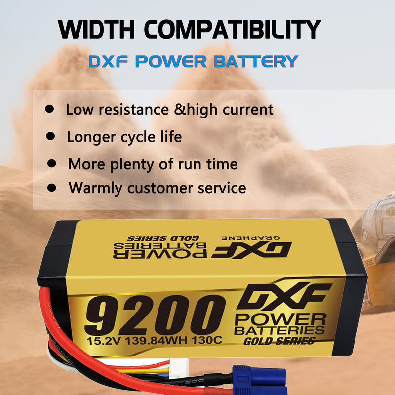 (IT)DXF High Voltage 4S 9200 mAh 15,2 V 130C Batteria Lipo ad Alta Capacità Hardcase con XT90 Spina per 1:8 Scala RC Auto, Multi-Rotore RC Aeroplano, RC Elicottero, RC Barca