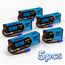 DXF 4S 14.8V 5200mAh 80C BLUE Series Graphene LiPo Hardcase Battery with 10AWG EC5 Plug for 1/8 1/10 RC Car Truck Boat Drone (1-6 Pack Available)