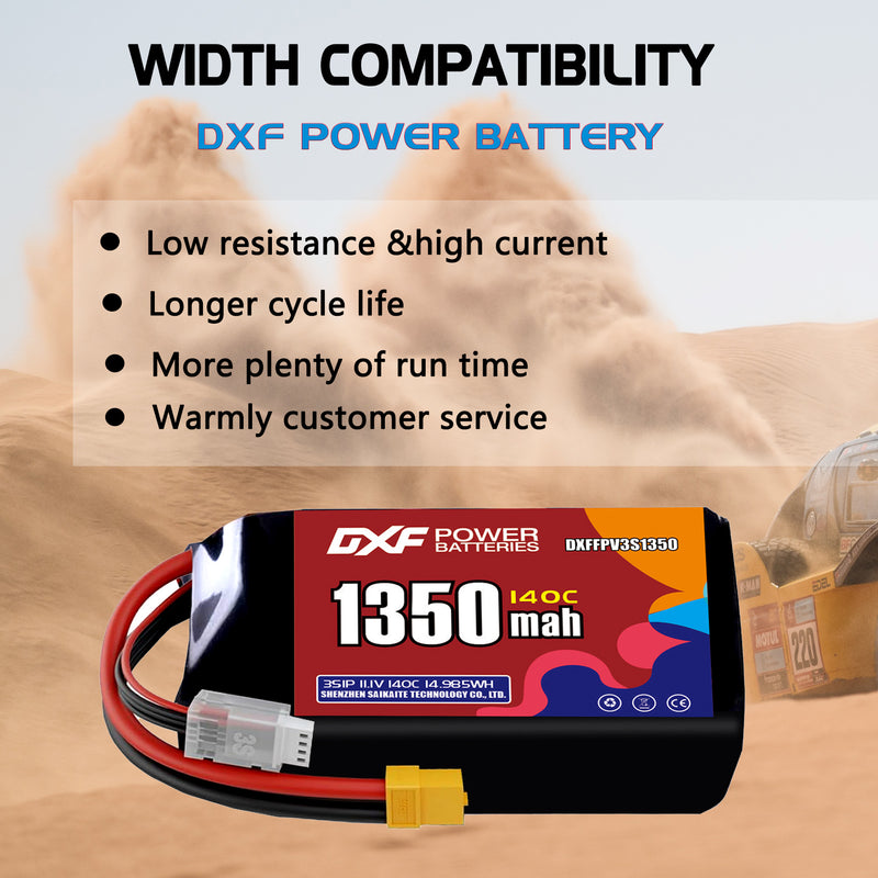 DXF 1350mAh 3S 140C 11.1V Lipo Battery Pack for FPV LiPo Battery