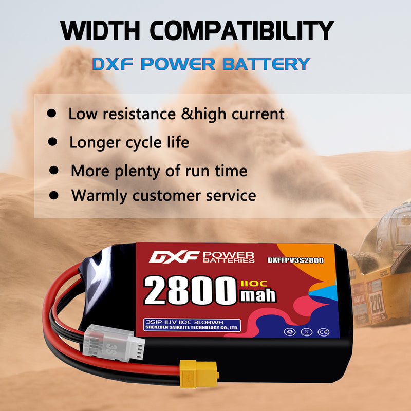DXF 2800mAh 3S 110C 11.1V Lipo Battery Pack for FPV LiPo Battery