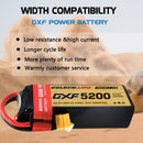 DXF Lipo Battery 6S 22.2V 5200mAh 100C Graphene Softcase with EC5 / T / TRX / XT60 / XT90 / XT150 / Q8s Plug for RC 1/8 1/10 Buggy Truck Car Off-Road Drone