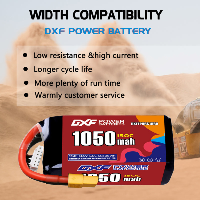DXF 1050mAh 5S 150C 18.5V Lipo Battery Pack for FPV LiPo Battery