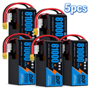 DXF 6S 22.2V 81000mAh 5C Soft Case LiPo Battery with 8AWG Wire for Toy Cars, Boats, UAVs & Drones (1-6 Pack)