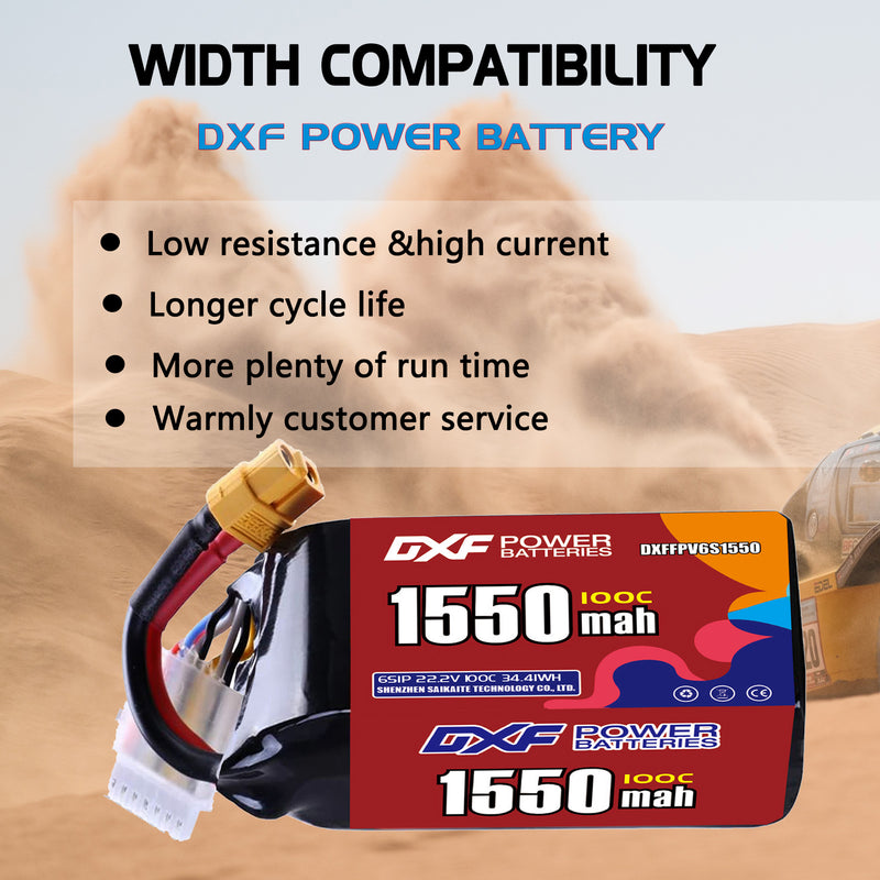 DXF 1550mAh 6S 100C 22.2V Lipo Battery Pack for FPV LiPo Battery