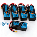 DXF 6S 22.2V 66000mAh 5C Soft Case LiPo Battery with 8AWG Wire for Toy Cars, Boats, UAVs & Drones (1-6 Pack)