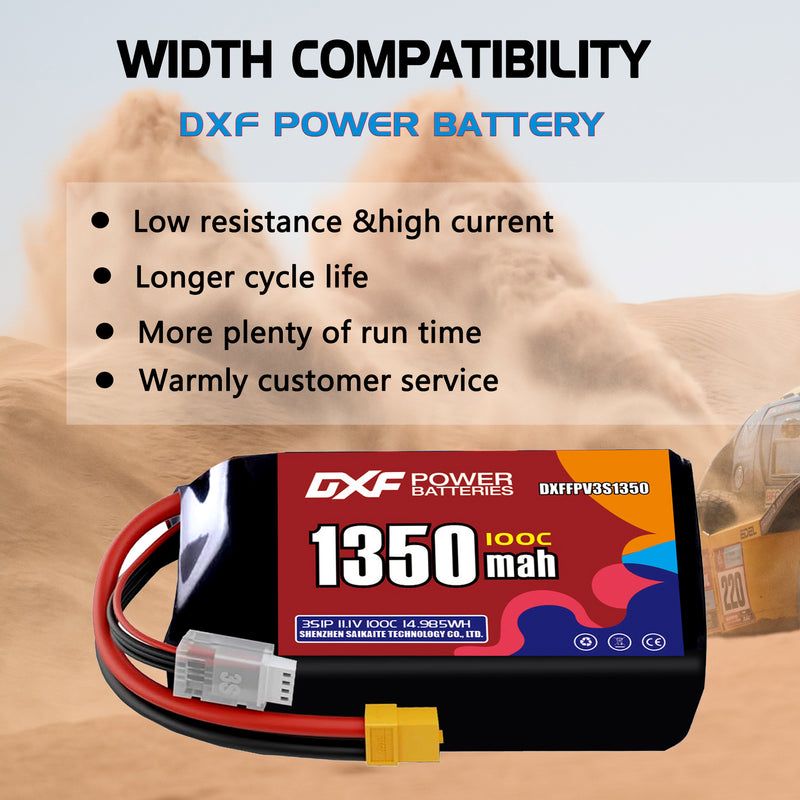 DXF 1350mAh 3S 100C 11.1V Lipo Battery Pack for FPV LiPo Battery