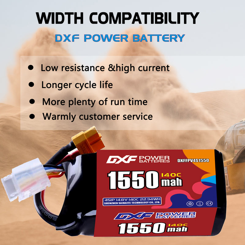 DXF 1550mAh 4S 140C 14.8V Lipo Battery Pack for FPV LiPo Battery