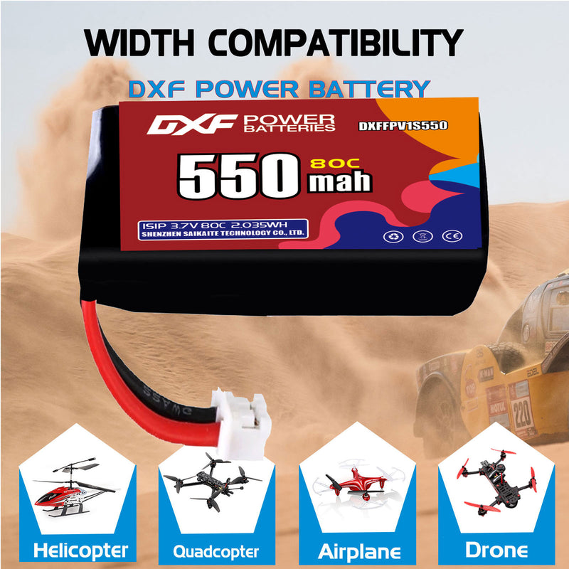 DXF 850mAh 1S 80C 3.7V Lipo Battery Pack for FPV LiPo Battery