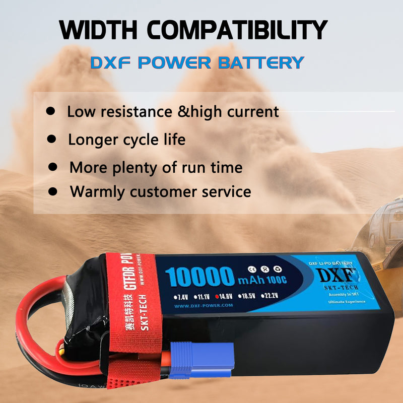 (PL)DXF 4S Lipo Battery 14.8V 10000mAh 100C 200C Deans/T XT90 EC5 for RC 1/8 1/10 Car Truck Tank Models XXMAX 8S Arrama
