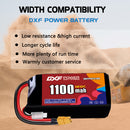 DXF 1100mAh 2S 120C 7.6V Lipo Battery Pack for FPV LiPo Battery