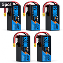 DXF 6S 22.8V 12000mAh 100C Soft Case LiPo Battery with 8AWG Wire for Toy Cars, Boats, UAVs & Drones (1-6 Pack)