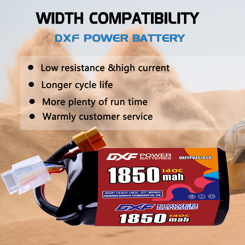 DXF 1850mAh 4S 140C 14.8V Lipo Battery Pack for FPV LiPo Battery