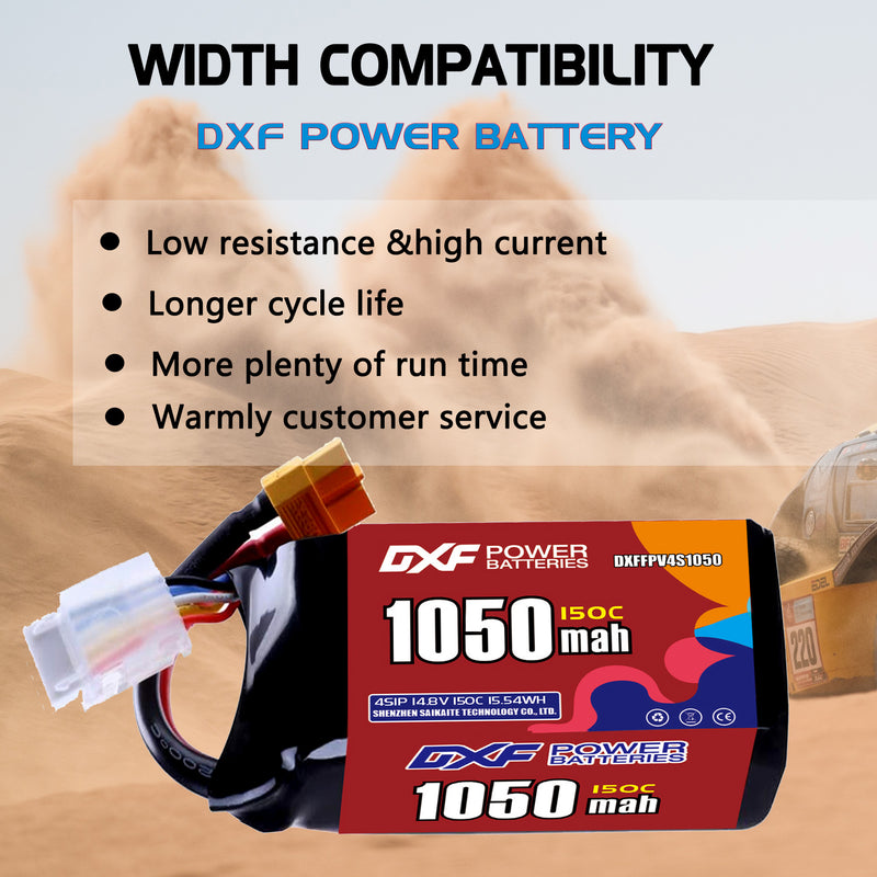 DXF 1050mAh 4S 150C 14.8V Lipo Battery Pack for FPV LiPo Battery
