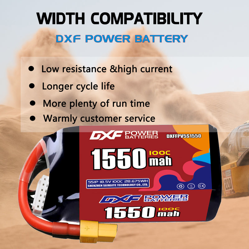 DXF 1550mAh 5S 100C 18.5V Lipo Battery Pack for FPV LiPo Battery