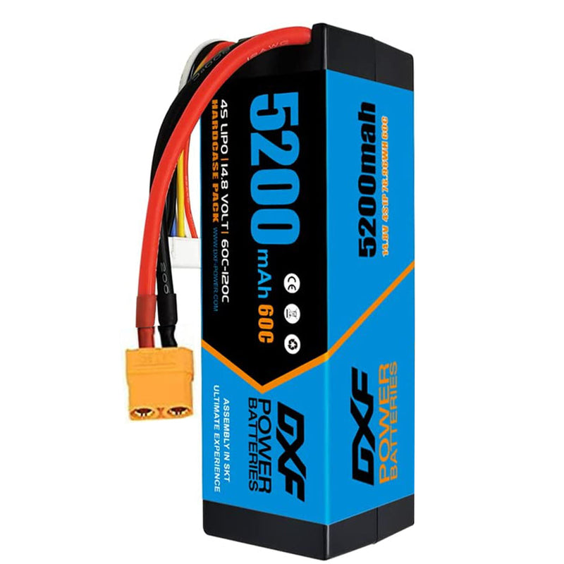 (PL)DXF Lipo Battery 4S 14.8V 5200MAH 60C  lipo Hardcase with  XT90 Plug for Rc 1/8 1/10 Buggy Truck Car Off-Road Drone