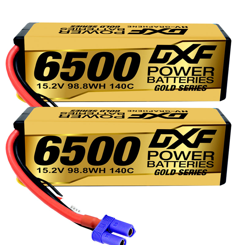 (CA)DXF Lipo Battery 4S 15.2V 6500MAH 140C GoldSeries Graphene lipo Hardcase with EC5 Plug for Rc 1/8 1/10 Buggy Truck Car Off-Road Drone