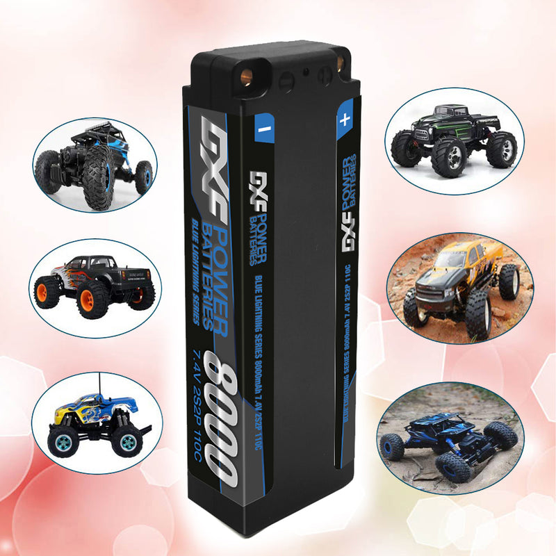 (IT)DXF Lipo Battery 2S 7.4V 8000mAh 110C/220C Hardcase Battery Graphene 5MM Battery for Rc Truck Drone 1/10 1/8 Scale Traxxas Slash 4x4 RC Car Buggy truggy