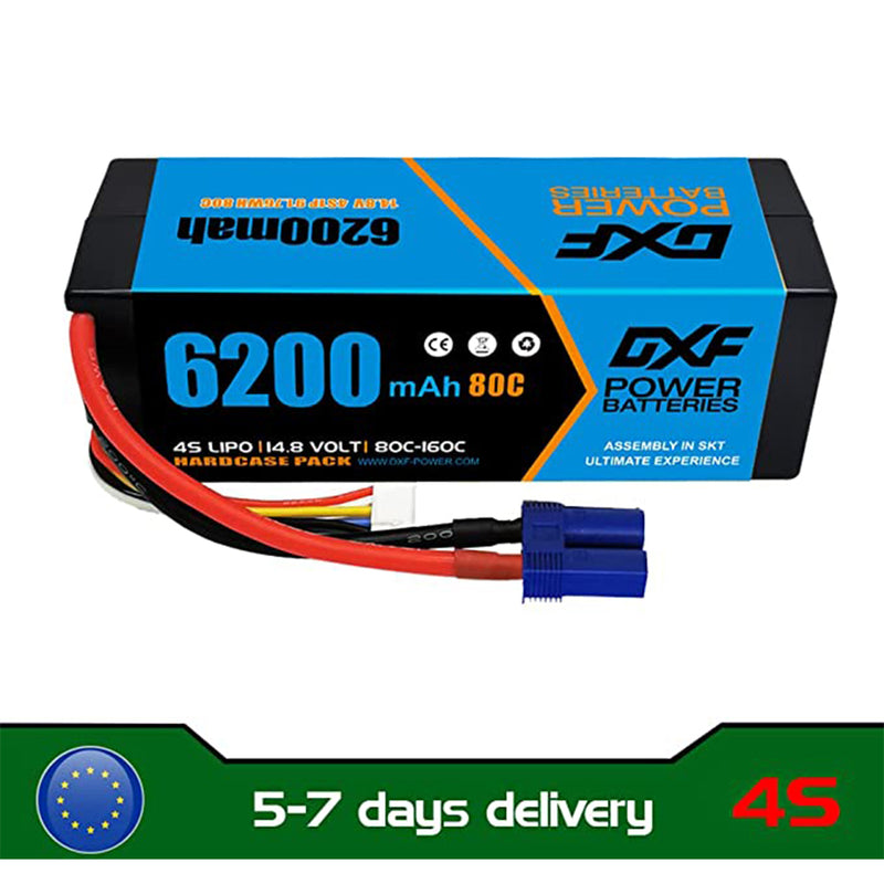 (EU)DXF Lipo Battery 4S 14.8V 6200MAH 80C  lipo Hardcase EC5 Plug for Rc 1/8 1/10 Buggy Truck Car Off-Road Drone