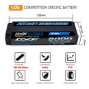 DXF 2S 7.6V Lipo Battery 130C 8000mAh LCG with 5mm Bullet for RC 1/8 Vehicles Car Truck Tank Truggy Competition Racing Hobby