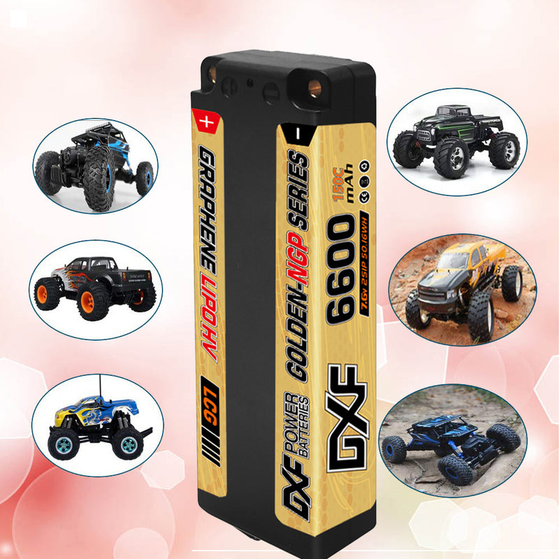 (JP)DXF 2S ショーティー リポバッテリー 7.6V 150C 6600mAh 5mm Tプラグ ハードケース 1/10 バギー トラギー オフロード ボート 車 トラック レーシング ヘリコプター用