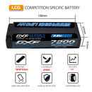 DXF 2S 7.6V Lipo Battery 140C 7200mAh LCG with 5mm Bullet for RC 1/8 Vehicles Car Truck Tank Truggy Competition Racing Hobby