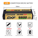 DXF LiPo Battery 2S HV 7.6V 6600mAh 150C Graphene NGP Plus Gold Version with 5mm Bullet / EC5 / T / TRX / XT60 / XT90 / XT150 / Q8s Plug for RC 1/10 1/8 Scale Car Racing