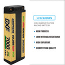 DXF LiPo Battery 2S HV 7.6V 7000mAh 150C Graphene NGP Plus Gold Version with 5mm Bullet / EC5 / T / TRX / XT60 / XT90 / XT150 / Q8s Plug for RC 1/10 1/8 Scale Car Racing