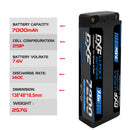 DXF LiPo Battery 2S HV 7.6V 7200mAh 140C Graphene Blue with 5mm Bullet / EC5 / T / TRX / XT60 / XT90 / XT150 / Q8s Plug for RC 1/10 1/8 Scale Car Racing