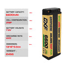 DXF LiPo Battery 2S HV 7.6V 6600mAh 150C Graphene NGP Plus Gold Version with 5mm Bullet / EC5 / T / TRX / XT60 / XT90 / XT150 / Q8s Plug for RC 1/10 1/8 Scale Car Racing
