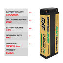 DXF LiPo Battery 2S HV 7.6V 7200mAh 140C Graphene Gold Version with 5mm Bullet / EC5 / T / TRX / XT60 / XT90 / XT150 / Q8s Plug for RC 1/10 1/8 Scale Car Racing
