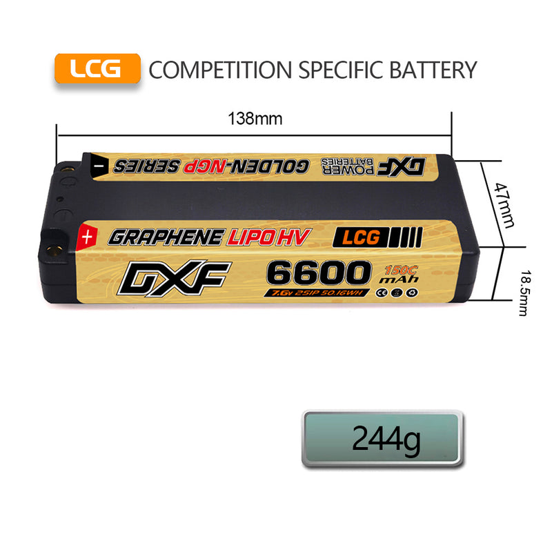 (JP)DXF 2S ショーティー リポバッテリー 7.6V 150C 6600mAh 5mm Tプラグ ハードケース 1/10 バギー トラギー オフロード ボート 車 トラック レーシング ヘリコプター用