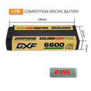 DXF LiPo Battery 2S HV 7.6V 6600mAh 150C Graphene NGP Plus Gold Version with 5mm Bullet / EC5 / T / TRX / XT60 / XT90 / XT150 / Q8s Plug for RC 1/10 1/8 Scale Car Racing