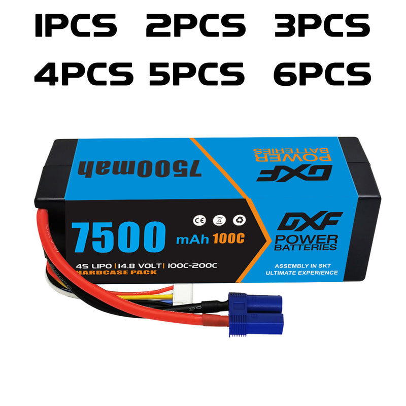 (CA)DXF Lipo Battery 4S 14.8V 7500mAh 100C/200C HardCase Lipo Battery for RC HPI HSP 1/8 1/10 Buggy RC Car Truck