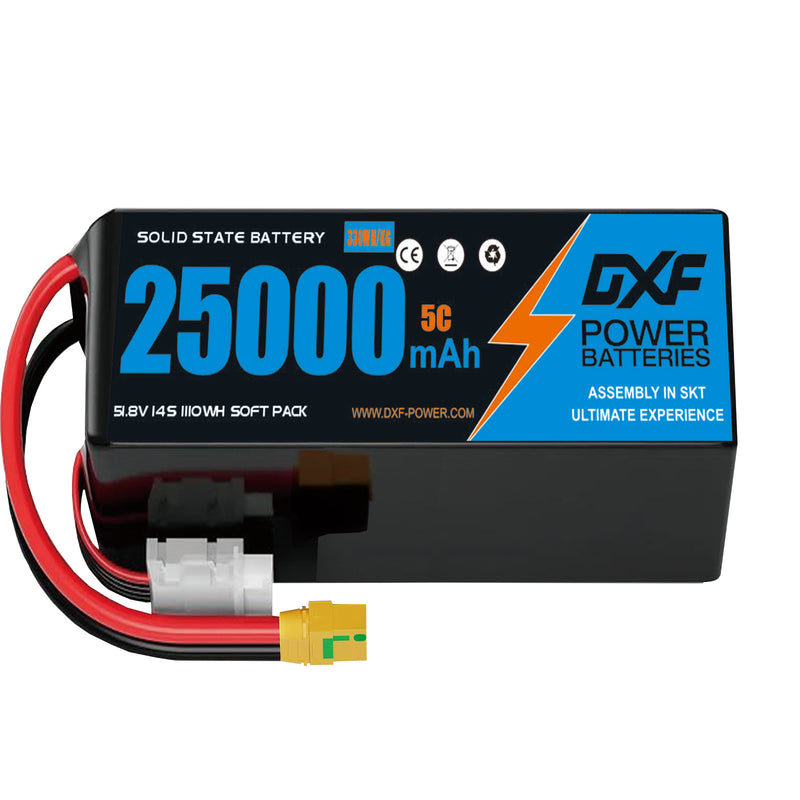 (CN)DXF 14S Lipo Battery 51.8V 10C 25000mAh Soft Case Battery  for Drone UAV FPV Car Truck Tank RC Semi solidstate Battery Racing Hobby