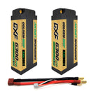 DXF LiPo Battery 2S2P HV 7.6V 6300mAh 130C Graphene NGP Plus Gold Version with 5mm Bullet / EC5 / T / TRX / XT60 / XT90 / XT150 / Q8s Plug for RC 1/10 1/8 Scale Car Racing